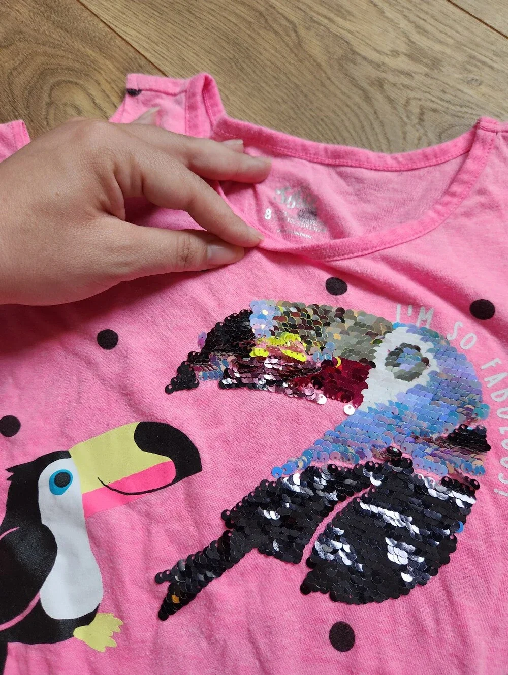 Size 8 girls flip sequins cold shoulder top